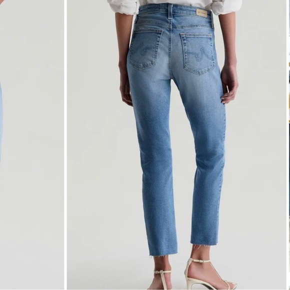 Ag Adriano Goldschmied The Mari High Rise Straight Leg Raw Hem Jeans Size 28 - Picture 2 of 10